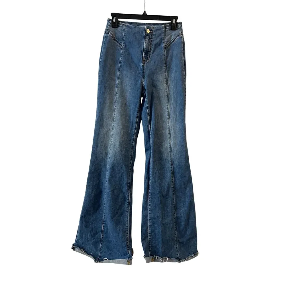 Free People We The Free Flare Wide Jeans High Rise size 26 Blue - Picture 2 of 8
